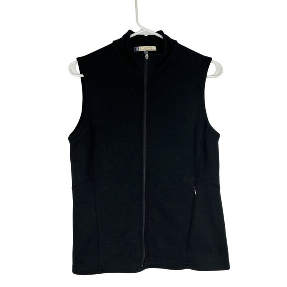 Ibex Women's Small Full Zip 100% Merino Wool Sleeveless Shak Vest Black - Picture 1 of 10